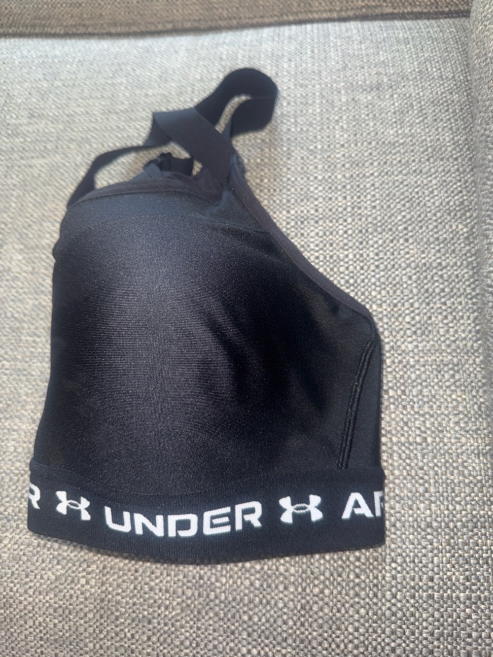Under Armour Black Padded Racerback Sports Bra with Logo Band - Picture 5 of 5